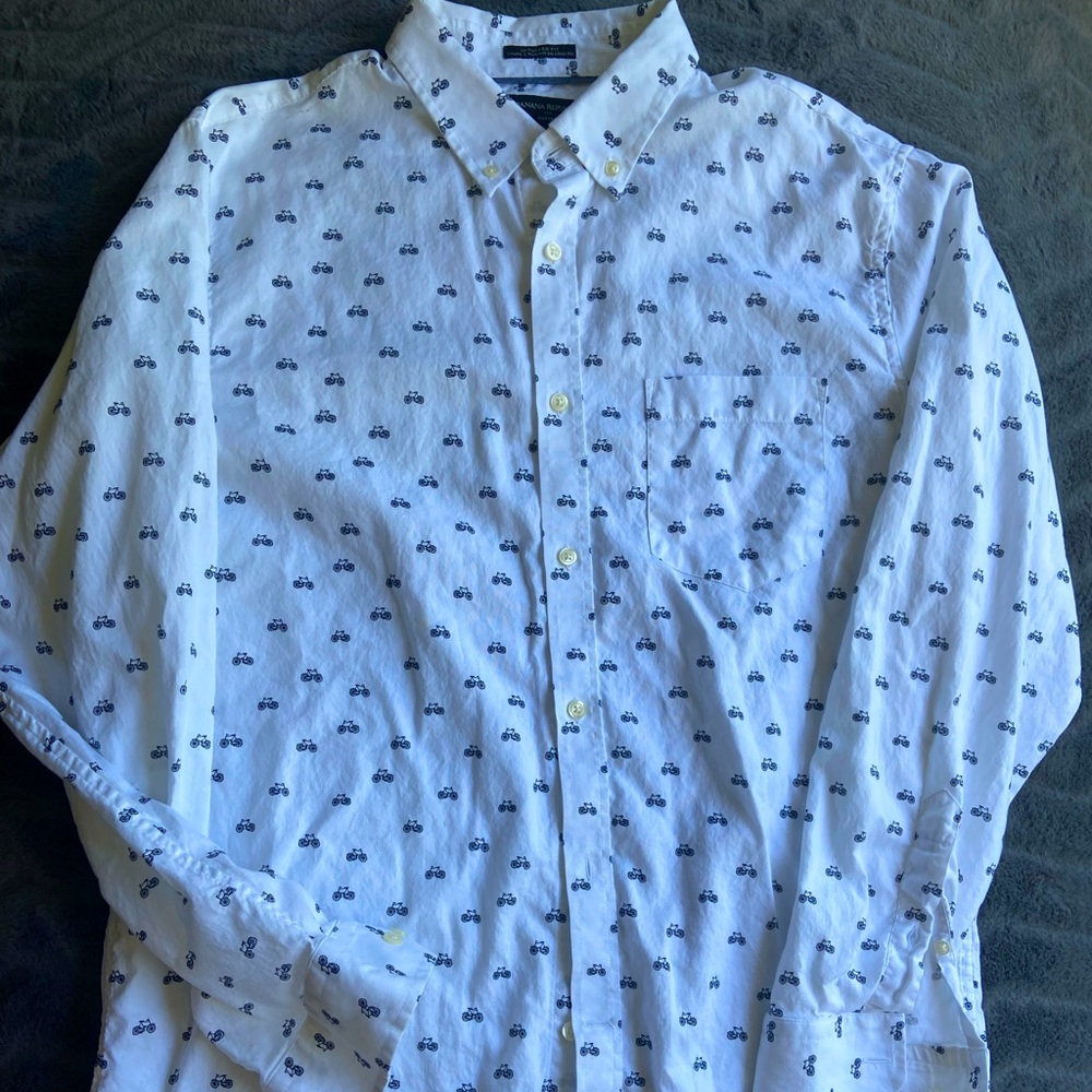 Bicycle Print Button Down Long Sleeve